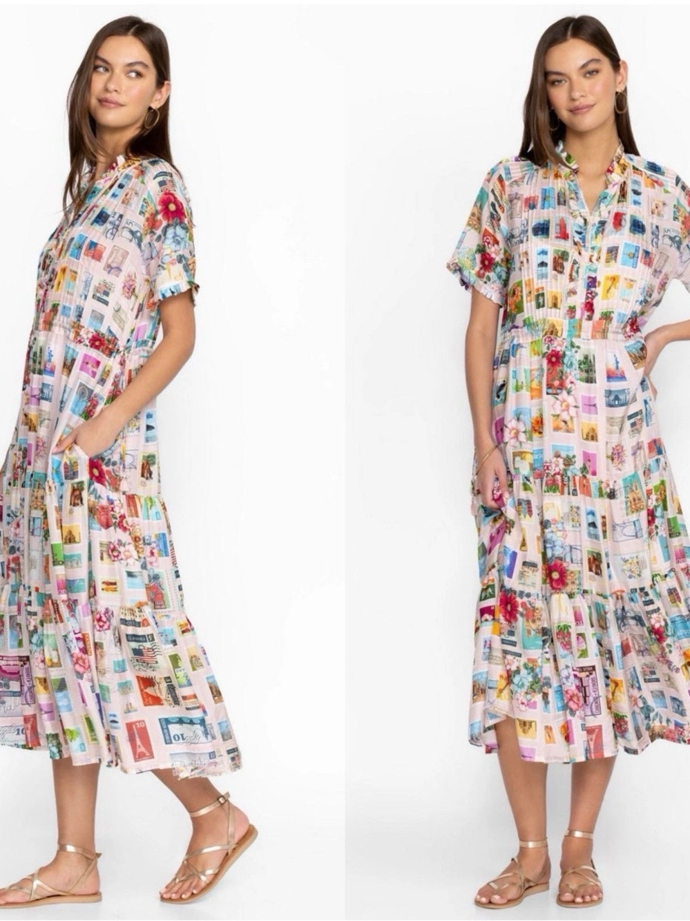 Johnny Was Sekai Mary silk maxi dress Size Small Bohemian Chic Artsy Feminine